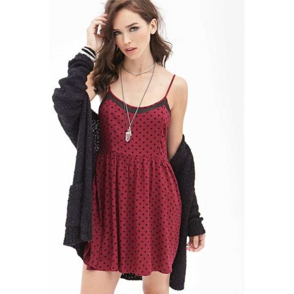 Wine Polka Dot Dress | Small